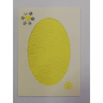 Trojlisté přání - 10,5 x 15 cm - výsek ovál - bílá/ žlutá