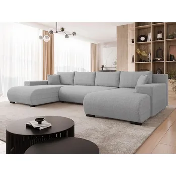 Sedací souprava Moderní rozkládací sedačka do tvaru U SELAH - světlá popelavá