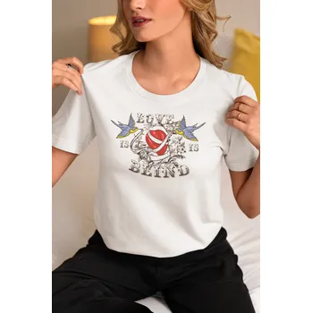 Dámské tričko Tričko dámské-Love Is Blind 4XL bílé