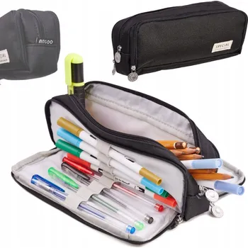 Penál Penál Ikonka černé, 3 komory, plast