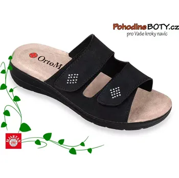 Dámská zdravotní obuv Dámský pohodlné nazouváky Ortomed 2622 černé suchý zip