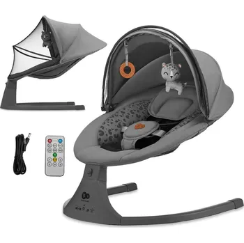 KINDERKRAFT Lehátko houpací s melodií 2v1 Lumi, do 9 kg, Premium Dark grey
