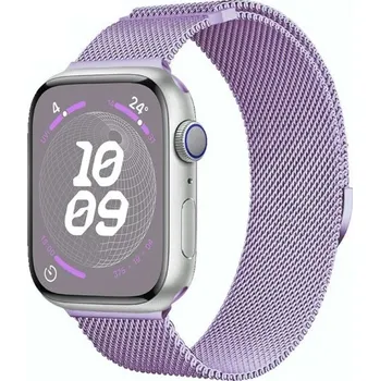 Milánský řemínek 42 mm pro Apple Watch Series 10 a 11 Kovový magnetický pásek s plynulým nastavením délky Elegantní provedení fialová
