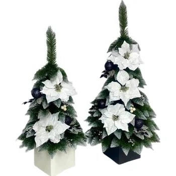 Vánoční stromek Umělý vánoční stromek Smrk horský v bílém květináči - GLAMOUR 100 cm