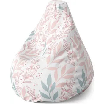 Sedací pytel Sablio Sedací vak Pear Růžové a modré lístky - 70 x 95 x 15 cm