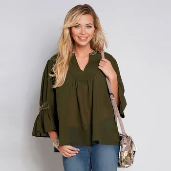 Dámská halenka Halenka s výšivkou khaki S