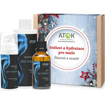 Kosmetická sada Original Atok Zklidňující voda po holení 50 ml + Hydratační krém pro muže 50 ml + Sprchový gel Pro muže 200 ml Svěžest a hydratace pro muže sada vánoční