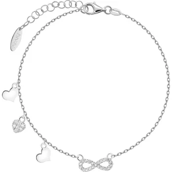 Náramek Stříbrný náramek se zirkony - srdce, nekonečno - AP544-0678