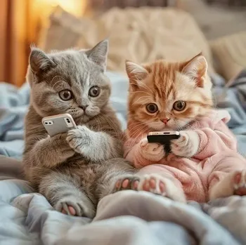 Obraz Diamantová mozaika Kočky s telefony Legrační 30x40 cm Kreativní diamanty