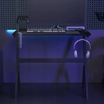 Počítačový stůl VidaXL Herní stůl s LED osvětlením, černý, 90x60x75 cm