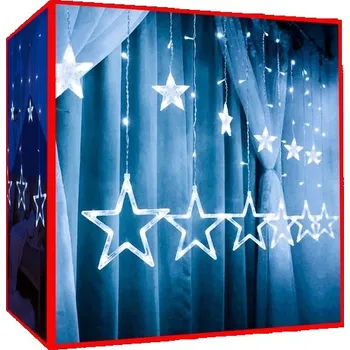 Vánoce SVĚTELNÝ ZÁVĚS Girlanda s LED hvězdami