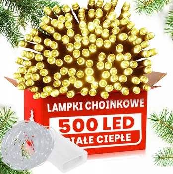 Vánoce SADA SVĚTEL 500 LED BÍLÁ TEPLÁ + DRÁTKOVÁ SVĚTLA 20 LED BÍLÁ STUDENÁ VÁNOČNÍ