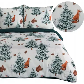 Povlečení POVLEČENÍ VÁNOČNÍ 160x200 SOBI MIKULÁŠI STROMEČKY VÁNOCE
