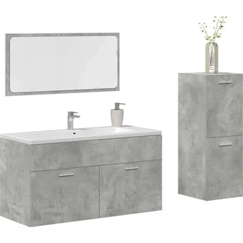 Koupelnový nábytek 3dílný set koupelnového nábytku betonově šedý kompozitní dřevo