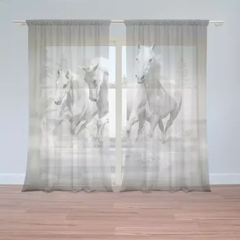 Záclona Sablio Záclony Bílí koně: 2ks 150x250cm