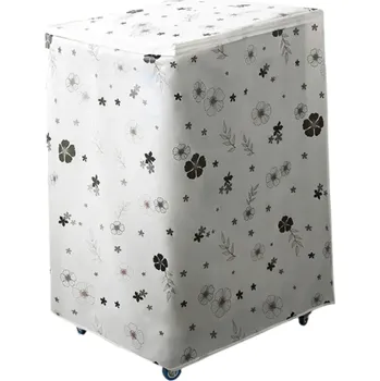 Ochranný potah na vrchem plněnou pračku 86 x 62 x 55 cm Motiv černobílé květy Zip nahoře i vpředu PEVA obal proti prachu a znečištění
