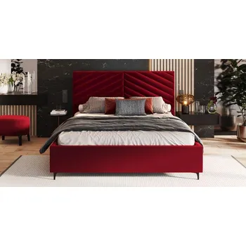 Postel Čalouněná postel 90x200 ELEGANTE Vínová Paris s úložným prostorem kovový rošt