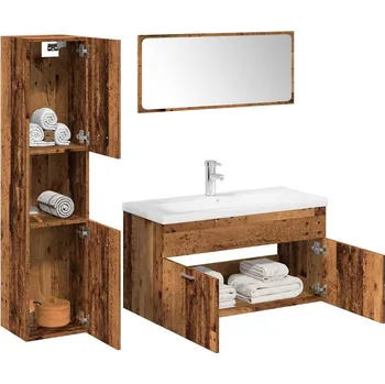 Koupelnový nábytek 5dílná koupelnová sestava old wood kompozitní dřevo Hnědá3328603