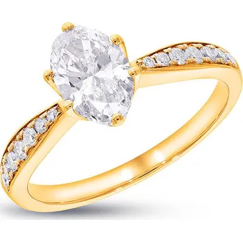 Prsten Zásnubní prsten s oválným lab-grown diamantem, žluté zlato 14K IZLG1533 + dárkové balení LUXUS zdarma