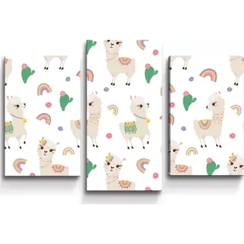 Obraz Sablio Obraz - 3-dílný Roztomilé lamy - 75x50 cm