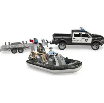 Hračka BRUDER 02507 Auto RAM Policie herní set s člunem a 2 figurkami | AS84