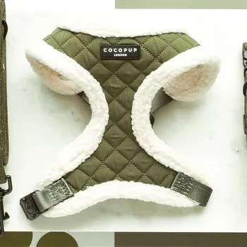 Postroj pro psa Cocopup London Nastavitelný postroj pro psy Cocopup Khaki Quilted Velikost: XXS