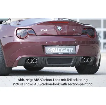 Nárazník Rieger spoiler pod zadní nárazník pro BMW Z4 E85 roadster před faceliftem r.v. 02/03-12/05, plast ABS bez povrchové úpravy, pro vozy s dvojitou koncovkou na obou stranách 4x76 mm