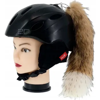 Vánoční ozdoba OZDOBA NA LYŽAŘSKOU/MOTOCYKLOVOU PŘILBU - LIŠČÍ OCAS HNĚDO-BÍLÝ