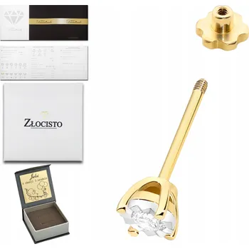 Náušnice ZLATÁ NÁUŠNICE 1 KS DIAMANTOVÁ BRILIANTOVÁ ŠROUBOVACÍ TYČINKA ZLATO RYZOST 585