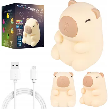 Lampička Noční lampa Kapybara LED do dětského pokoje, dotykové, silikonové, měkké