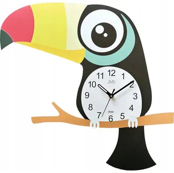 Hodiny VELKÉ BAREVNÉ HODINY NA ZEĎ TUKAN DO DĚTSKÉHO POKOJE JVD HJ109 45x45 cm