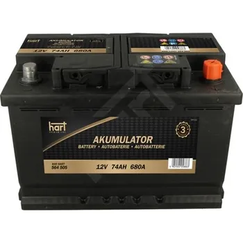Autobaterie Akumulátor 74Ah 680A 278x175x190 P+ Hart Premium 3 roky pravý plus