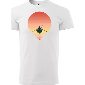 Sablio Tričko s potiskem Rybář při západu slunce - bílé S