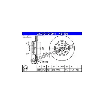 Brzdový kotouč Brzdový kotouč ATE 24.0121-0100 (AT 421100) - ROVER