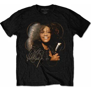 Pánská móda Whitney Houston tričko, Vintage Mic Photo Black, pánské S