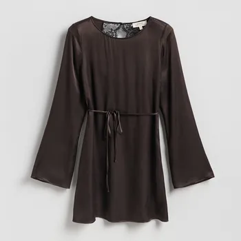 Dámské šaty Reserved - Šaty s rozšířenými rukávy - tmavě hnědá - 339KB-89X - 339KB-89X-XS