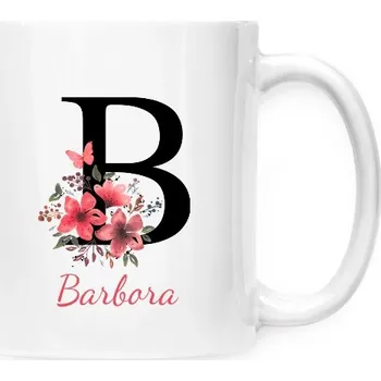 Hrnek malý bílý s potiskem Květinové písmeno B s upravitelným jménem