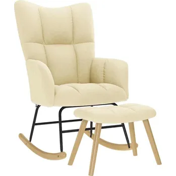 Křeslo vidaXL Houpací křeslo s podnožkou textil [4016802] Barva: krémová