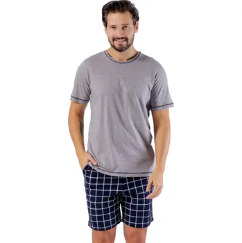 Pánské pyžamo Hotberg Pánské pyžamo Gregorz 1592/51 – Styl a pohodlí z bavlny Barva/Velikost: šedá melír / L