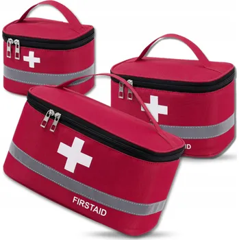 Lékárnička Lékárnička Sada 3ks zdravotnická léky domácí cestovní červená kompletní