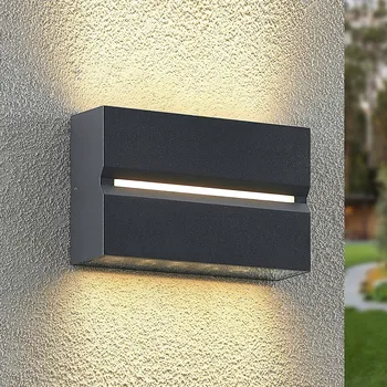 Venkovní osvětlení Venkovní nástěnná lampa Prios Itarion LED, čiré stínítko - Nástěnný držák - šířka 17,5 cm, výška 1,8 cm, hloubka 5,9 cm tmavě šedá LED 13 W celkem - Doprava zdarma