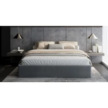 Postel Čalouněná postel ORLANDO 140x200 Šedá Trinity s úložným prostorem kovový rošt