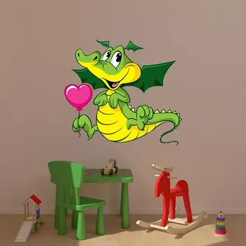 samolepka Sablio Samolepka na zeď: Drak s balonkem - 60x54 cm
