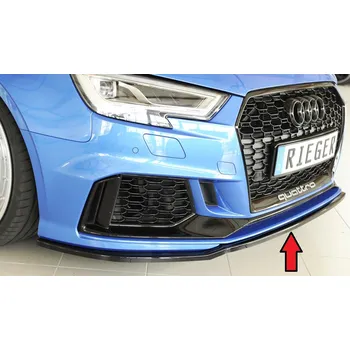 Nárazník Rieger lipa pod přední nárazník pro Audi RS3 8V 5-dvéř. (sedan 8VS / 8VM), 5-dvéř. (sportback 8VA / 8VF) po faceliftu, 02/17-, plast ABS lakovaný do černé lesklé barvy