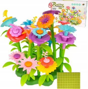 ostatní stavebnice STAVEBNICE KVĚTINY ZAHRADA KVĚTINOVÁ ZAHRADA DIY STAVEBNICE 141 DÍLŮ + PODLOŽKA 3+
