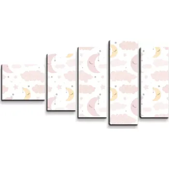 Obraz Sablio Obraz - 5-dílný Měsíčky a obláčky - 100x60 cm