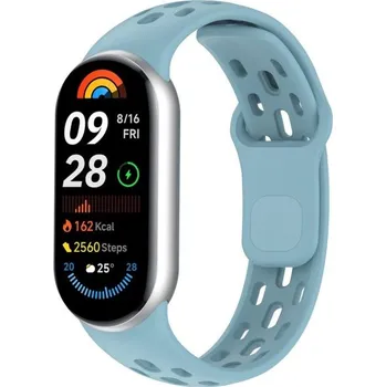 Silikonový řemínek na hodinky Xiaomi Mi Band 9 Měkký pohodlný náramek na zápěstí Odolný pružný materiál Pro každodenní nošení i sport modrá