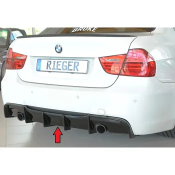 Nárazník Rieger vložka zadního nárazníku pro BMW řada 3 E91 touring, plast ABS lakovaný do černé lesklé barvy, pro originální koncovku na obou stranách
