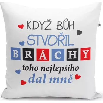 Polštář Sablio Polštář Když Bůh stvořil bráchy: 40x40 cm