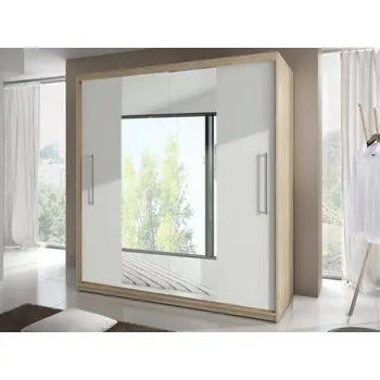 Šatní skříň TORONTO šatní skříň 200, dub sonoma/bílá/zrcadlo